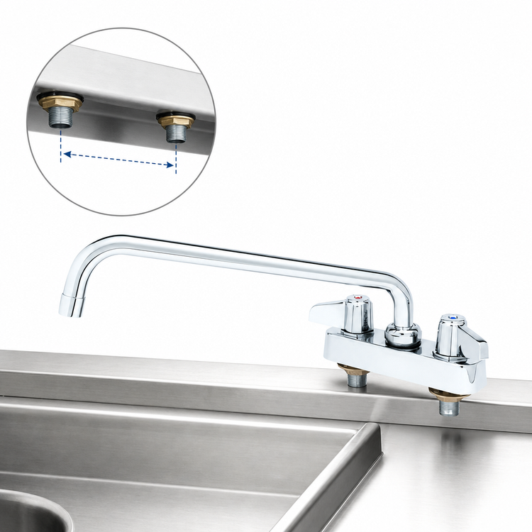 Product image #3 for equip 4-Inch Centers Deck-Mount Workboard Faucet with 12-Inch Swing Nozzle