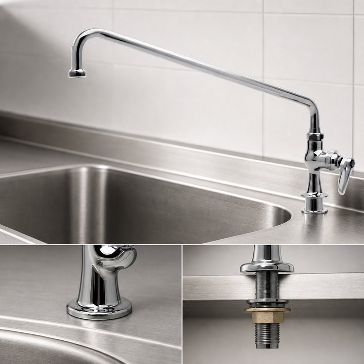 Product image #3 for T&S Brass B-0205-M Single Pantry Deck-Mounted Faucet with 18-Inch Swing Nozzle