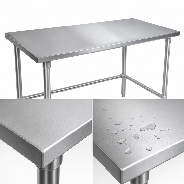 Product image #3 for John Boos Stallion 84" x 30" 14-Gauge Stainless Steel Flat Top Work Table with Safety Edge