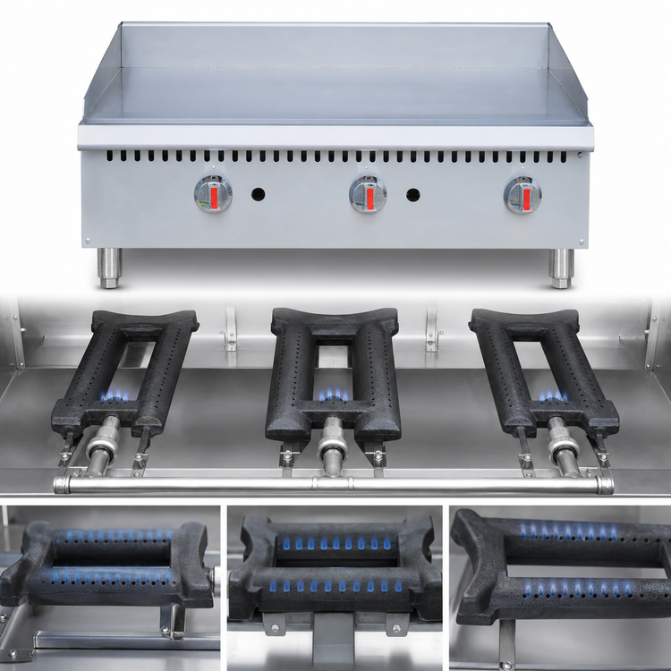 Product image #3 for Serv-Ware 36-Inch Thermostatic Natural Gas Countertop Griddle with 3 Burners