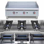 Thumbnail image #3 for Serv-Ware STGS-36 36-Inch Thermostatic Natural Gas Countertop Griddle, 3 Burners, 3/4-Inch Plate