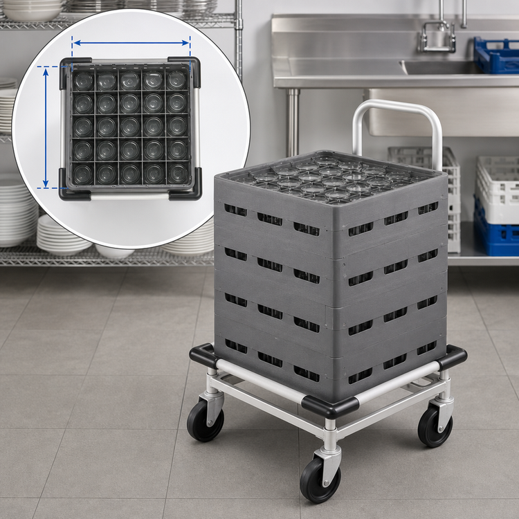 Product image #3 for Metro Platform Single-Stack Cup and Glass Rack Dolly for 20 x 20 Racks, Aluminum