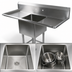 Thumbnail image #3 for John Boos Pro-Bowl 1-Compartment Stainless Steel Sink with Left and Right Drainboards, 57-1/4 Inch Wide, 14-Gauge 300-Series Stainless Steel