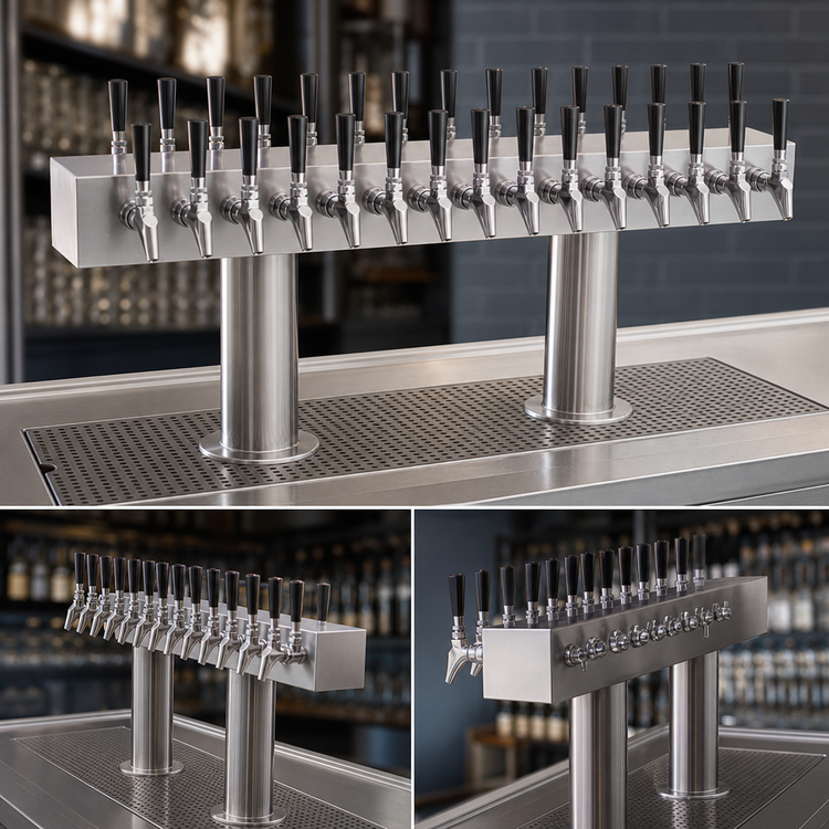 Product image #3 for Krowne Double-Sided Glycol-Cooled T-Head Beer Tower, 22 Faucet Capacity