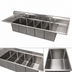 Thumbnail image #4 for BK Resources Slim-Line Four-Compartment Stainless Steel Underbar Sink with Left and Right Drainboards, 72 Inch