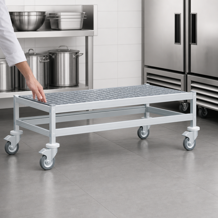 Product image #3 for Fermostock Mobile Aluminum Dunnage Rack with Casters, 52"W x 22"D x 17"H, 600 lb. Per Shelf
