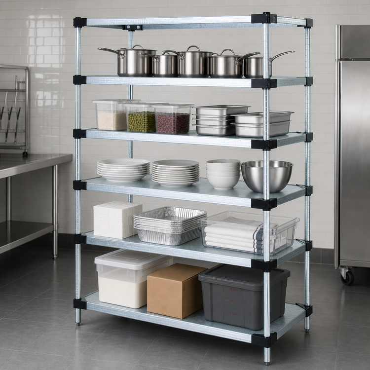Product image #3 for Quantum 54"W x 14"D x 74"H Solid Shelving Starter Kit with 5 Shelves