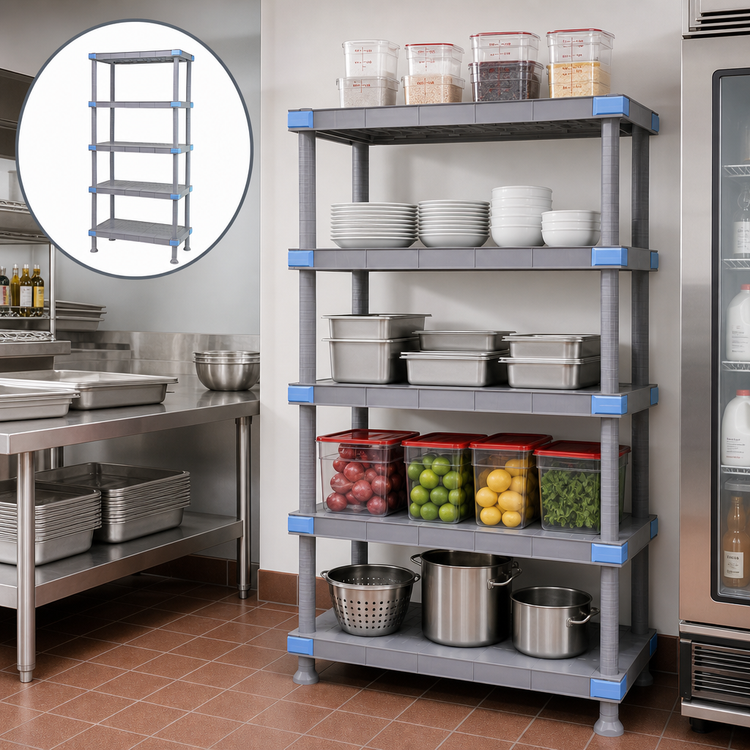 Product image #3 for Quantum Millenia 5-Shelf Solid Polymer Shelving Unit, 72W x 24D x 50H, 2000 lb. Capacity, Gray