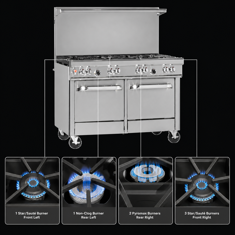 Product image #3 for Southbend Ultimate 48-Inch Commercial Gas Restaurant Range with 7 Open Burners, Convection Oven, and Cabinet Base