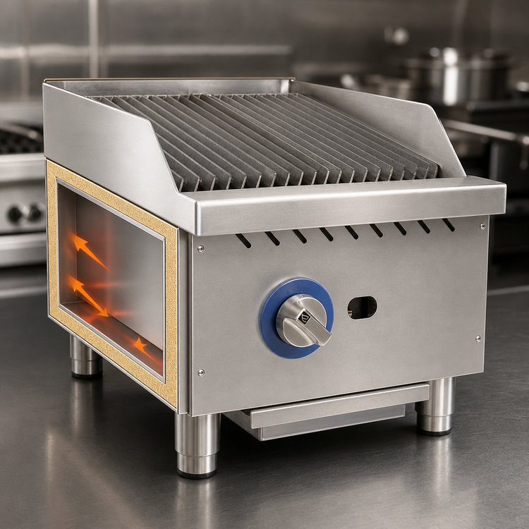 Product image #3 for Globe 15-Inch Gas Countertop Char Rock Charbroiler, Natural Gas/LP Convertible