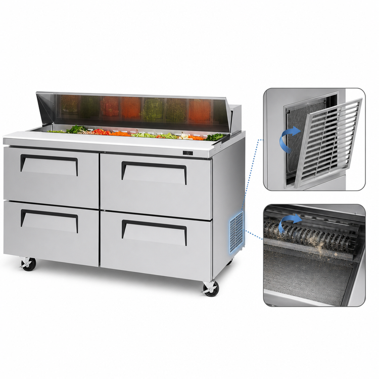 Product image #3 for Turbo Air Super Deluxe 60-Inch 2-Section 4-Drawer Sandwich/Salad Prep Table Refrigerator