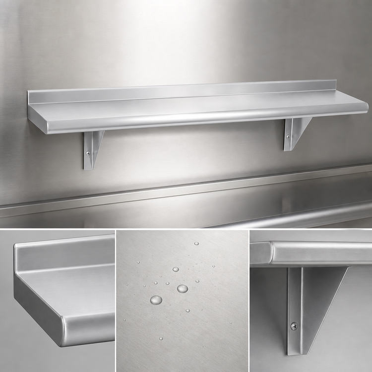 Product image #3 for Advance Tabco 60" x 12" Wall-Mounted Stainless Steel Shelf, Satin Finish
