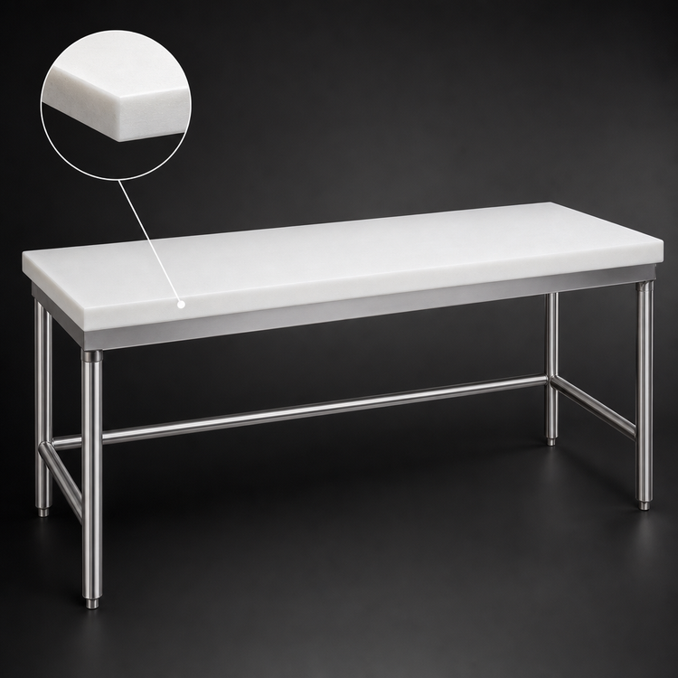 Product image #3 for Poly-Vance 60" x 24" Poly-Top Work Table with 5/8" Top and Stainless Steel Open Base