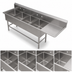 Thumbnail image #3 for John Boos Pro-Bowl 4-Compartment Sink with 24-Inch Right Drainboard, 92-3/16 Inch W x 25-1/2 Inch D, 14-Gauge Stainless Steel