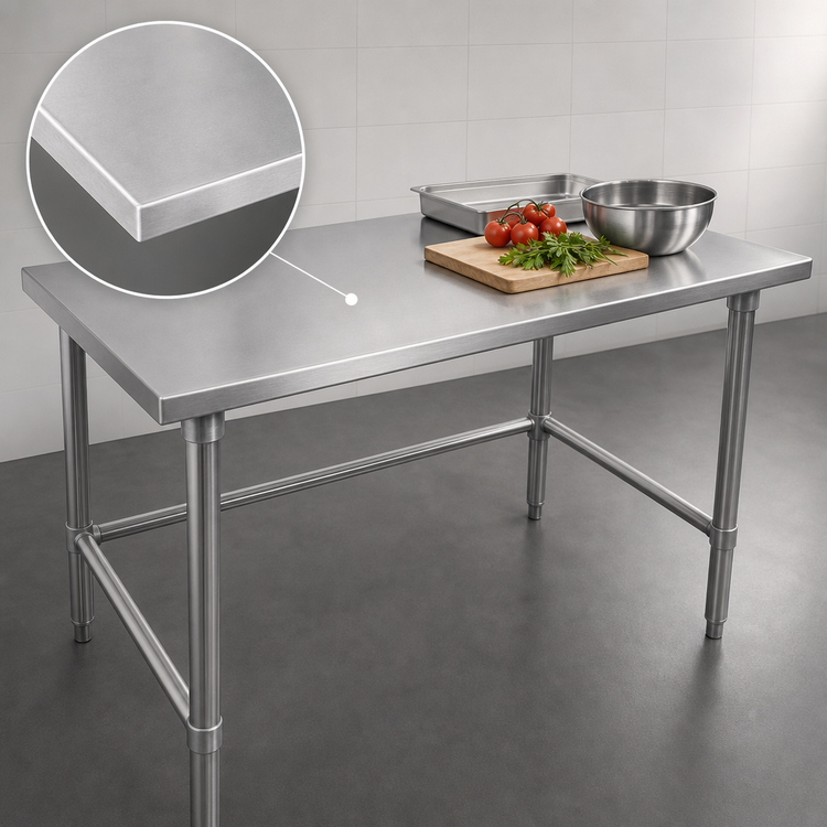 Product image #3 for John Boos Stallion 84 Inch Wide x 24 Inch Deep Stainless Steel Work Table with Stallion Safety Edge