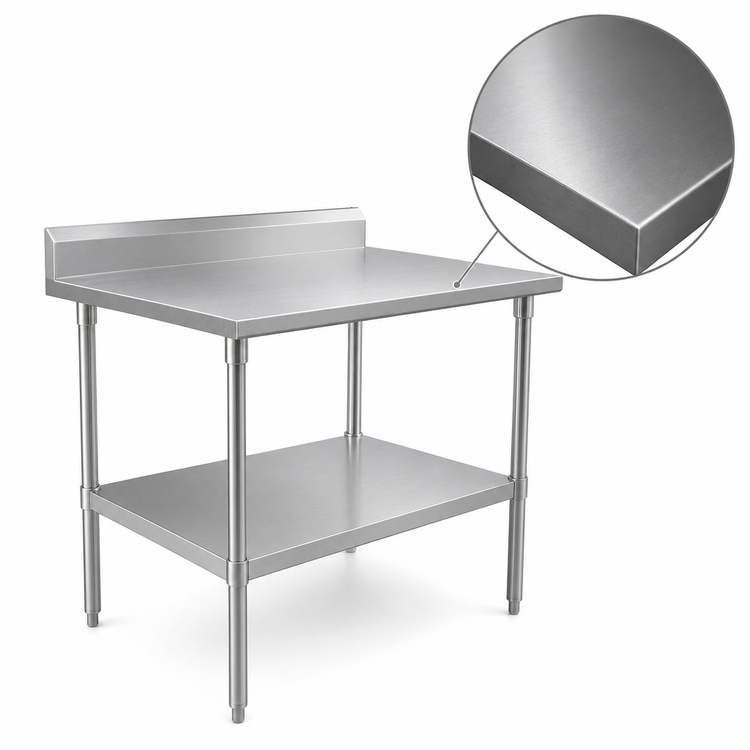 Product image #3 for John Boos Stallion 30" W x 36" D Stainless Steel Top Work Table with 5" Backsplash and Undershelf