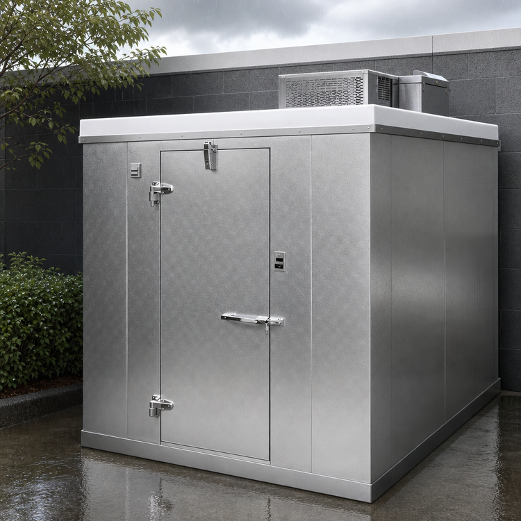 Product image #3 for Master-Bilt QS Series Outdoor Walk-In Cooler with Floor, 6' x 10' x 7'7" H, Self-Contained R290 Capsule Pak ECO Refrigeration