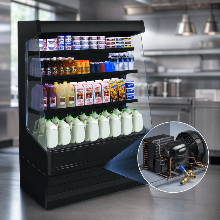 Product image #3 for Howard-McCray 30E Series Self-Contained Rear-Loading Open Merchandiser, 51 Inch Wide, Black