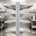 Thumbnail image #3 for Eagle Back-To-Back Stainless Steel Cantilevered Shelving Upright, 84-Inch Floor-to-Ceiling Mount