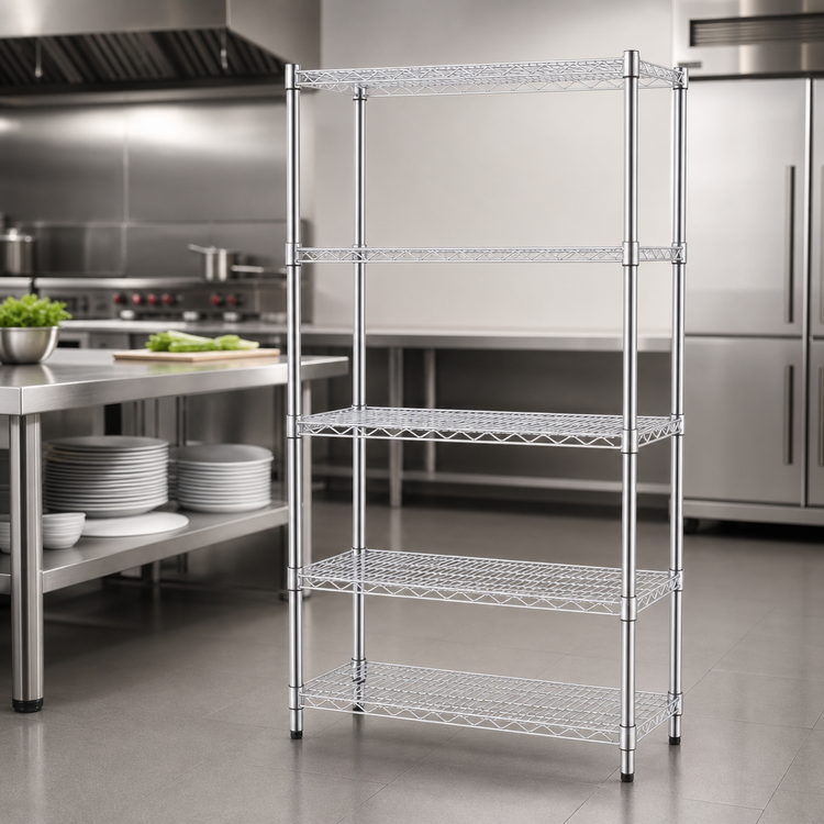 Product image #3 for Eagle Group 4-Tier Wire Starter Shelving Unit, 24 x 21 x 63 Inches, Stainless Steel Finish