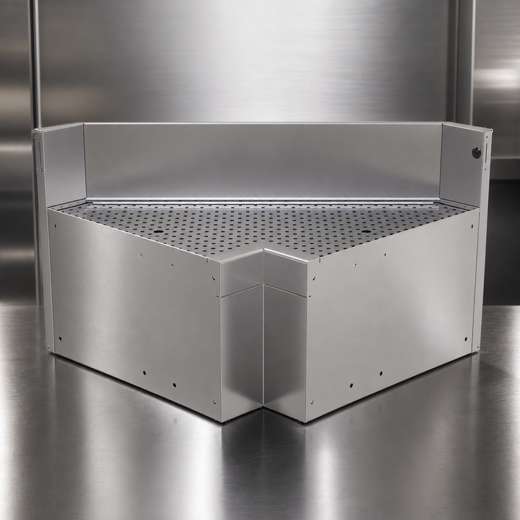 Product image #3 for Glastender Underbar Inside L-Shape Corner Drainboard, 24 x 24 Inch, No Legs