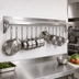 Thumbnail image #3 for 84 Inch Wall-Mounted Stainless Steel Overshelf Pot Rack with 18 Double-Sided Hooks
