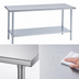Thumbnail image #3 for Duke 144-Inch x 30-Inch Stainless Steel Top Work Table with Galvanized Undershelf, No Backsplash