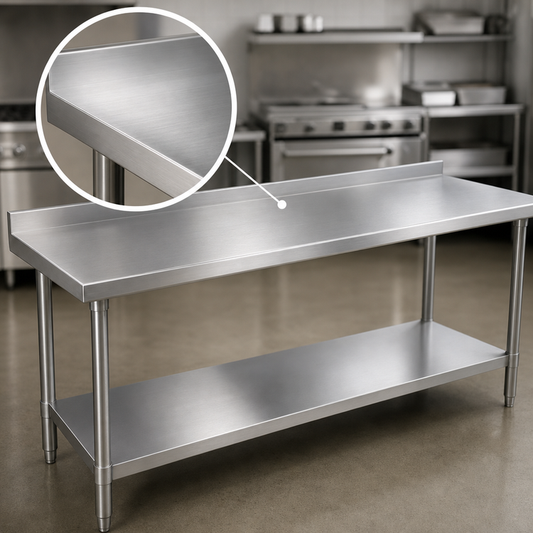 Product image #3 for Eagle Deluxe Series Stainless Steel Work Table with Rear Upturn and Adjustable Undershelf, 144 x 36 Inches