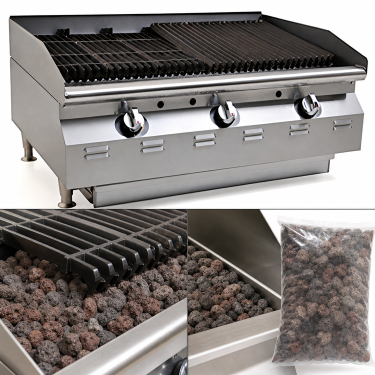 Product image #3 for RedHots Chef Line 24-Inch Natural Gas Countertop Lava Rock Charbroiler