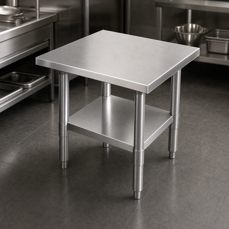 Product image #3 for Thunder Group 18-Inch x 24-Inch x 35-Inch 18-Gauge 430 Stainless Steel Work Table with Adjustable Undershelf