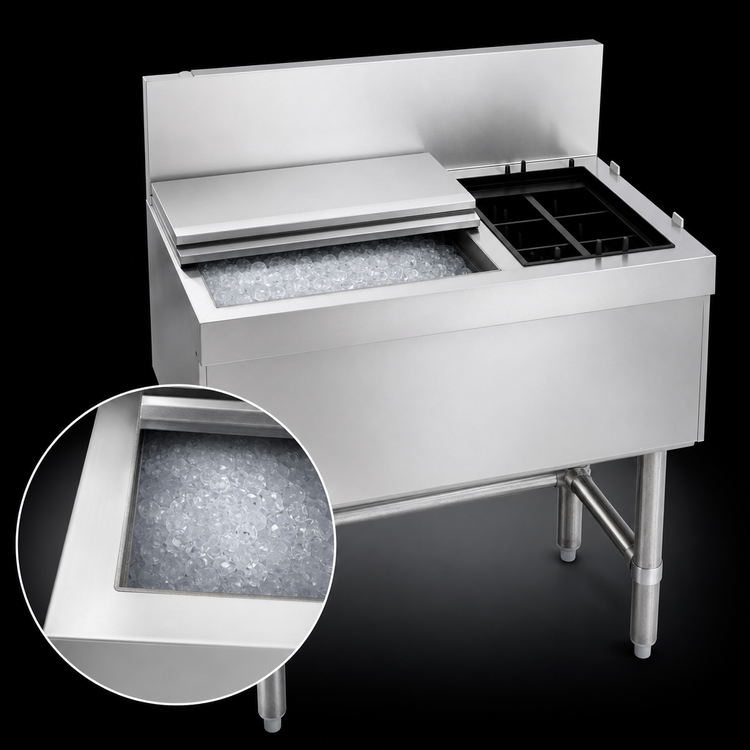 Product image #3 for Eagle Group Spec-Bar 48 Inch x 24 Inch Insulated Combo Ice Bin/Bottle Unit, 85 lb Capacity