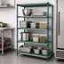 Thumbnail image #3 for Quantum 4-Tier Stationary Wire Plastic Mat Shelving Unit, 60 x 14 x 63 Inch, Green Epoxy