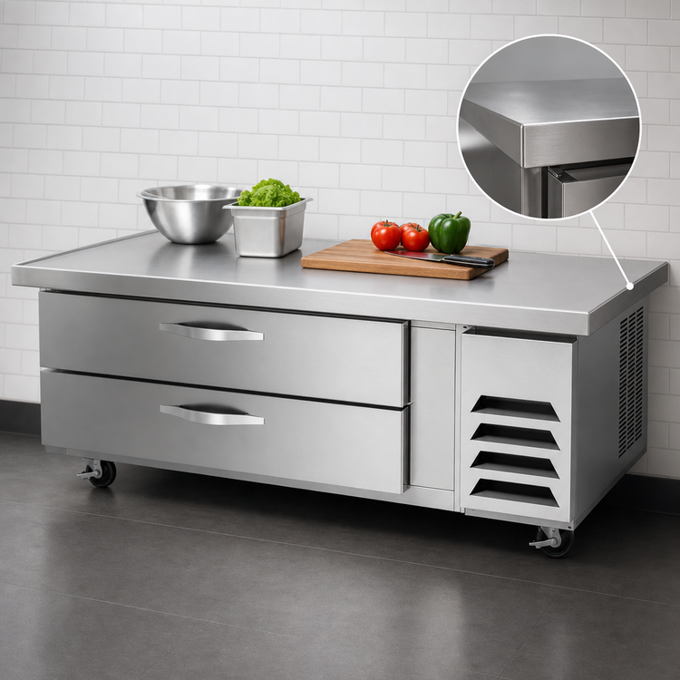 Product image #4 for Beverage-Air 64-Inch Two-Drawer Worktop Chef Base Refrigerator with Extended Top