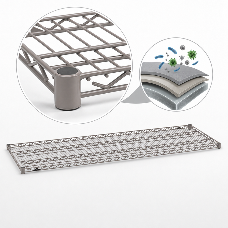 Product image #3 for Metro Super Erecta® Metroseal Gray Epoxy-Coated Wire Shelf — 72"W x 24"D (Includes Plastic Split Sleeves)