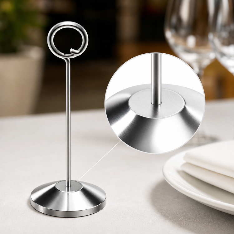 Product image #3 for American Metalcraft CH6 Deluxe Stainless Steel 6-Inch Tabletop Reservation Stand / Card Holder with Weighted Base