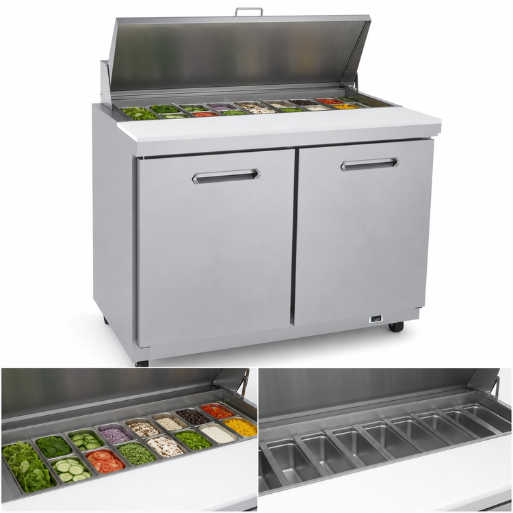 Product image #4 for Kelvinator Commercial KCHST48.12 48-1/4-Inch Two-Section Sandwich/Salad Prep Table, Self-Contained, 12 1/6-Pan Capacity