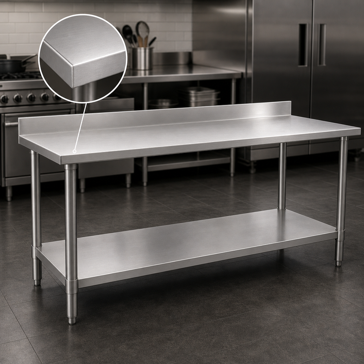 Product image #3 for Eagle Spec-Master 108-Inch x 24-Inch Stainless Steel Work Table with 4-1/2-Inch Backsplash and Undershelf