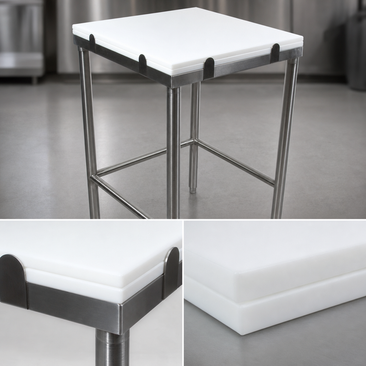 Product image #3 for John Boos GMT005 Reversible Poly Top Breaking Table, 50 x 24 Inches, Stainless Steel Base