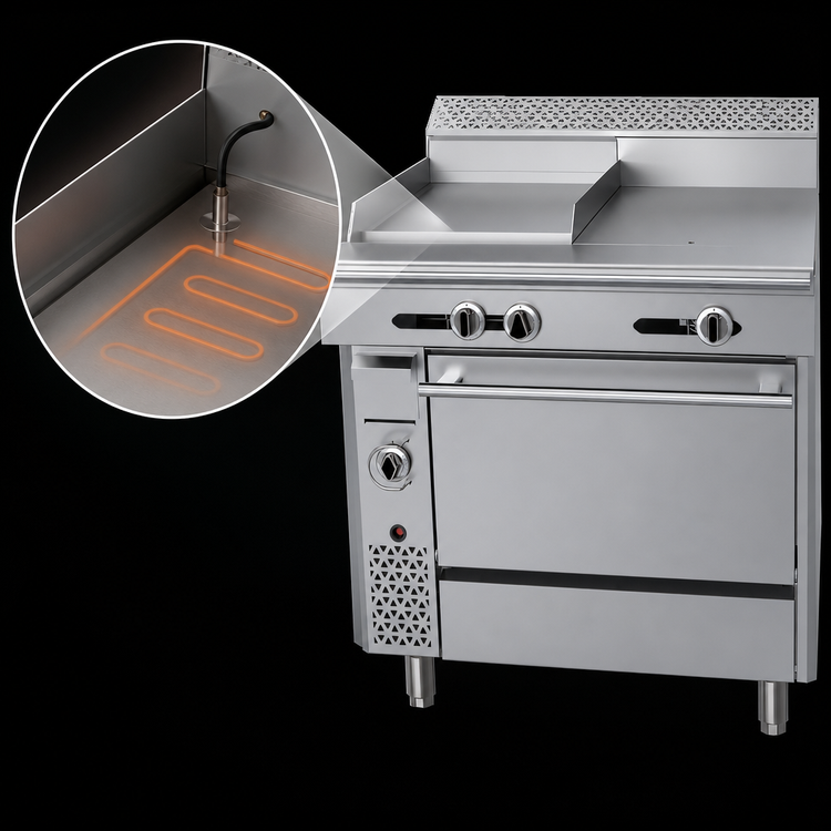 Product image #3 for Garland Cuisine 36-Inch Heavy Duty Gas Combination Range with 18-Inch Thermostatic Griddle, 18-Inch Hot Top, and Standard Oven