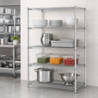 Thumbnail image #3 for Metro Super Erecta N336C Stationary Chrome Wire Shelving Starter Unit, 36"W x 18"D x 63"H, 4 Shelves