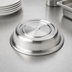 Thumbnail image #3 for American Metalcraft 12-Inch Round Stainless Steel Plate Cover with Finger Hole, Standard Foot