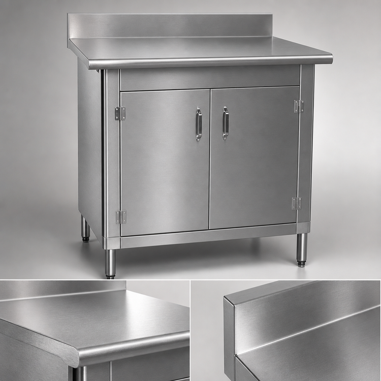 Product image #3 for Eagle Group 36 x 30 Inch Enclosed Work Table with Cabinet Kit, Hinged Doors, 4-1/2 Inch Backsplash