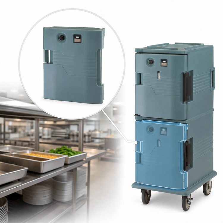 Product image #4 for Cambro Ultra Camcart Heated Replacement Retrofit Bottom Door for UPCH800 Series Food Pan Carrier, 110V, Slate Blue