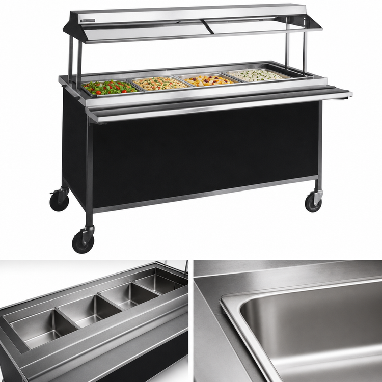Product image #3 for Atlas Metal CARM-4 63-3/4" 4-Pan Mobile Refrigerated Cold Food Serving Counter