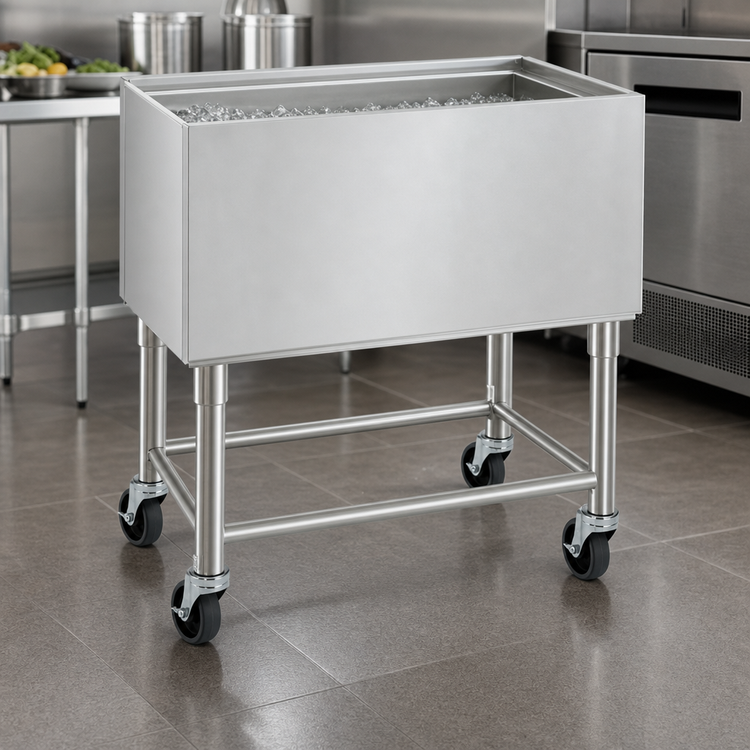 Product image #3 for Krowne MB-1824 Mobile Stainless Steel Ice Bin with Casters, 24 x 18-1/2 x 30 Inches