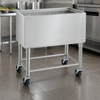 Thumbnail image #3 for Krowne MB-1824 Mobile Stainless Steel Ice Bin with Casters, 12-Inch Deep Liner, 1-Inch IPS Drain, No Cover