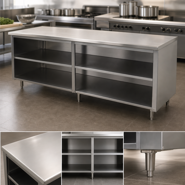 Product image #3 for Advance Tabco Special Value Series Stainless Steel 120-Inch x 30-Inch Flat Top Open Base Work Table with Mid-Shelf
