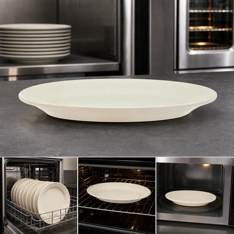 Product image #4 for Crestware Dover White Oval Ceramic Platter, 10-7/8" x 7-5/8", Rolled Edge, Wide Rim