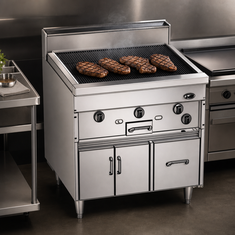 Product image #3 for Bistro 36-Inch Gas Restaurant Range with Chitwood Charbroiler and Cabinet Base