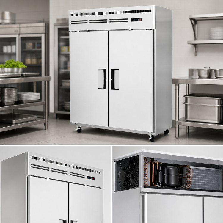 Product image #3 for Everest Refrigeration Two-Section Reach-In Refrigerator, 55.0 Cu. Ft., Top-Mounted Self-Contained, Stainless Steel